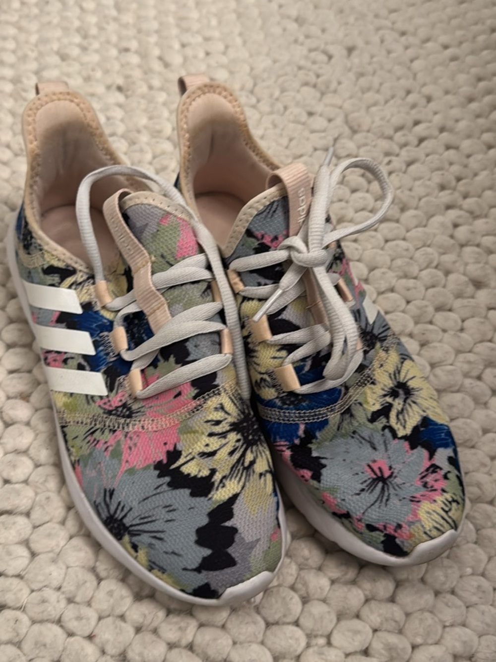 adidas Women's Floral Knit Running Sneakers - Pink, Blue, Yellow